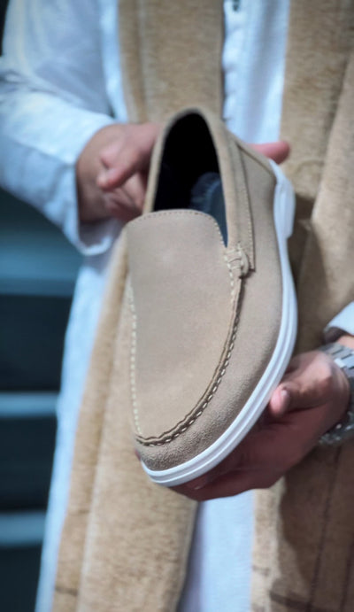 OLD MONEY SUEDE LEATHER LOAFERS SHOES - Brown Skin