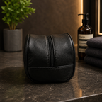 Premium Leather Toiletry Bag for Men | Travel Dopp Kit & Shaving Organizer