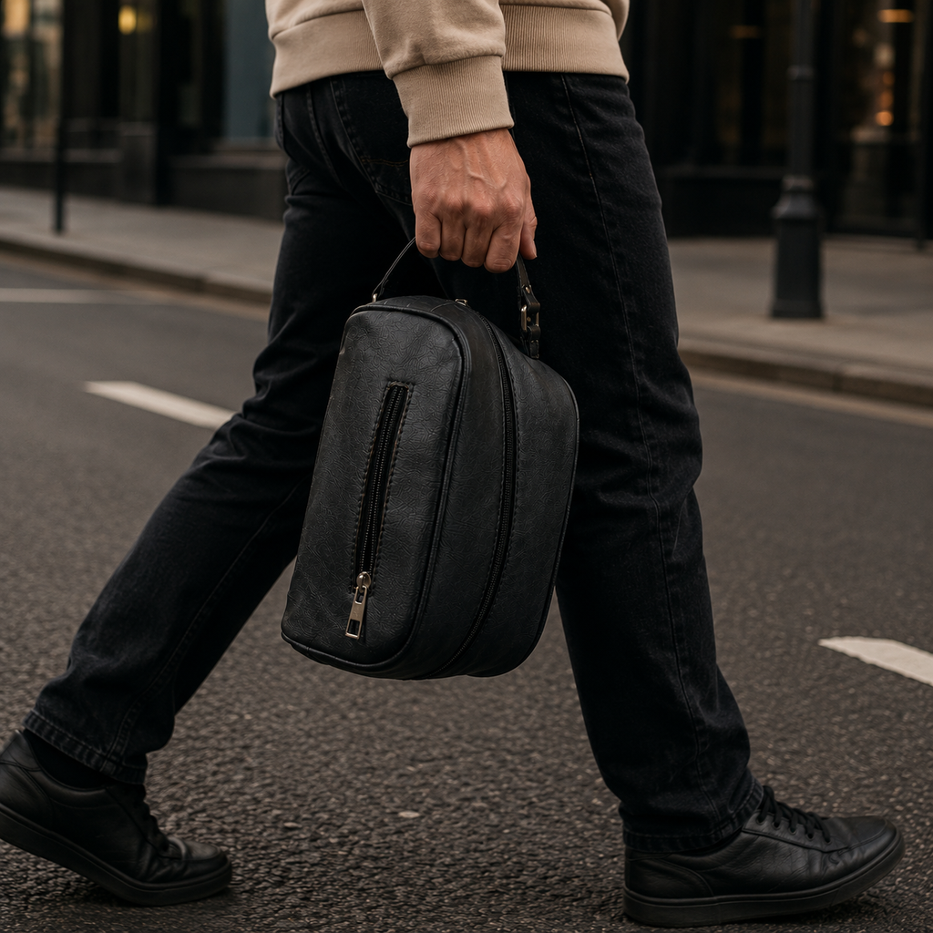 Premium Leather Toiletry Bag for Men | Travel Dopp Kit & Shaving Organizer