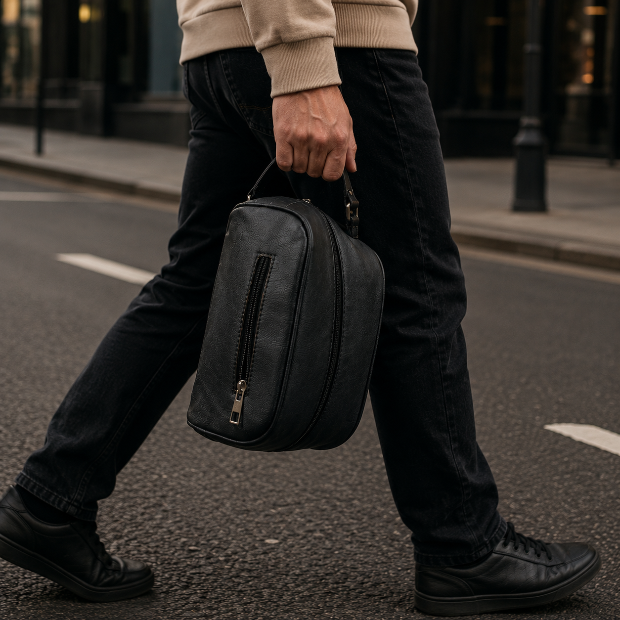 Premium Leather Toiletry Bag for Men | Travel Dopp Kit & Shaving Organizer