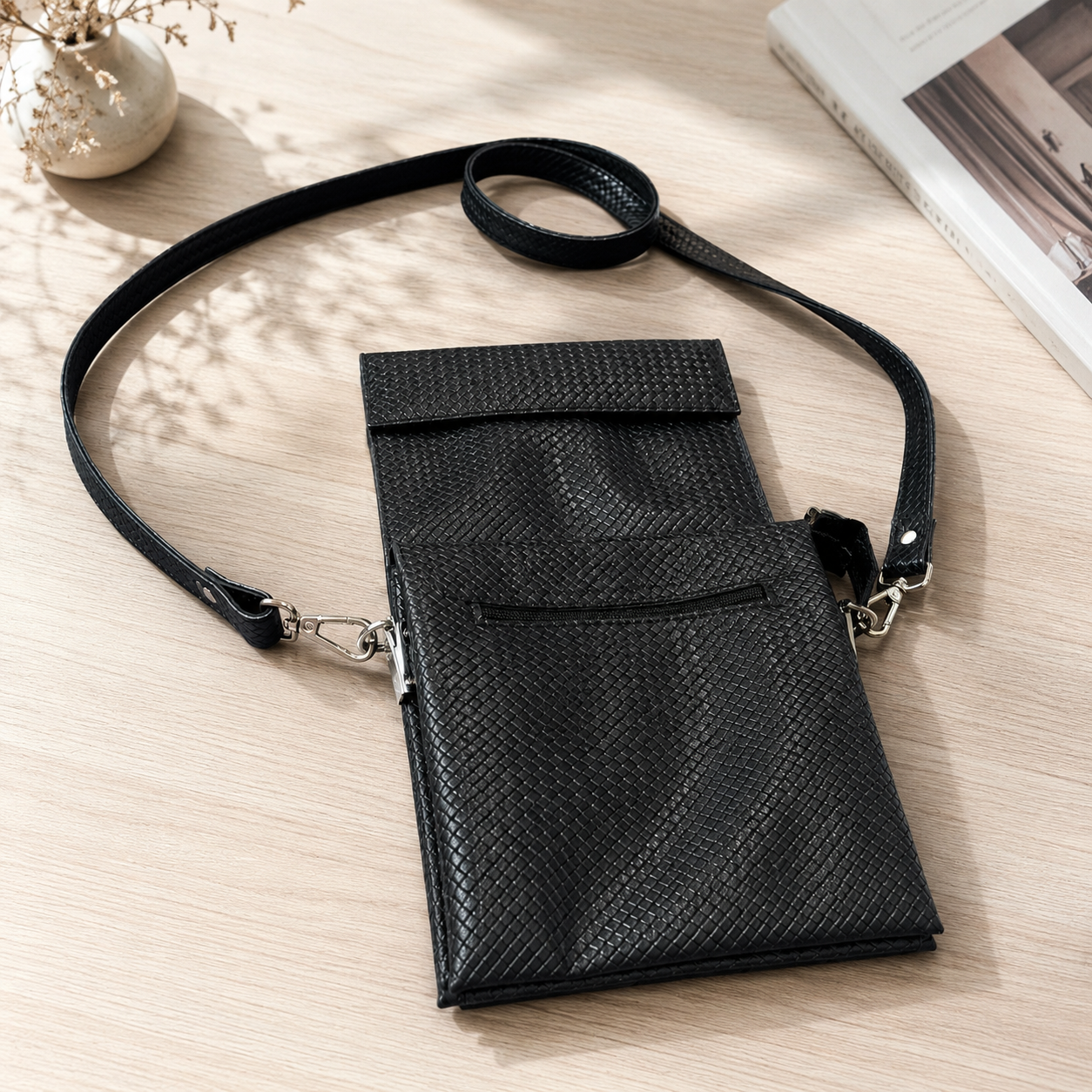 Premium Black Leather Crossbody Bag for Men | Luxury Messenger Shoulder Sling Bag