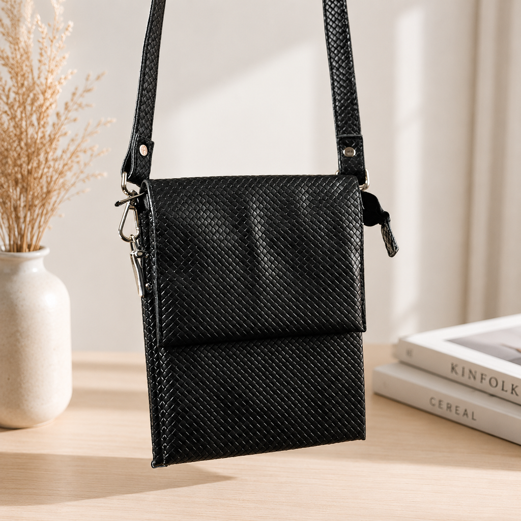 Premium Black Leather Crossbody Bag for Men | Luxury Messenger Shoulder Sling Bag