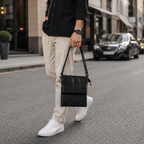 Premium Black Leather Crossbody Bag for Men | Luxury Messenger Shoulder Sling Bag