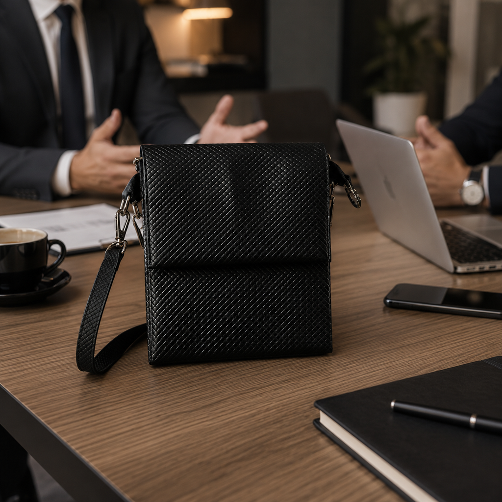Premium Black Leather Crossbody Bag for Men | Luxury Messenger Shoulder Sling Bag