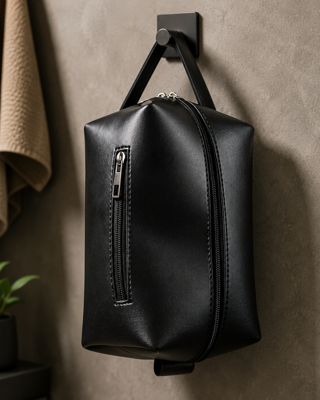 Luxury Leather Hanging Bag for Men | Premium Travel Dopp Kit & Organizer