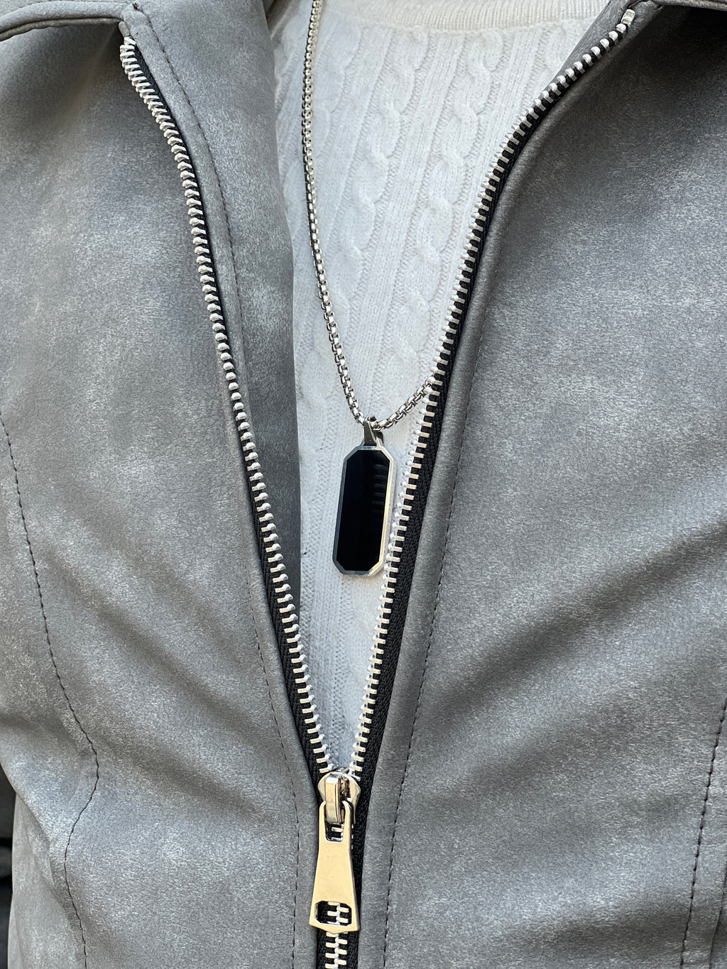 NETFLIX STYLE GREY IMPORTED LEATHER JACKET