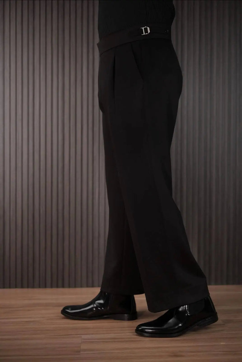 Men’s Black Bootcut Gurkha Pants – Formal Dress Trousers