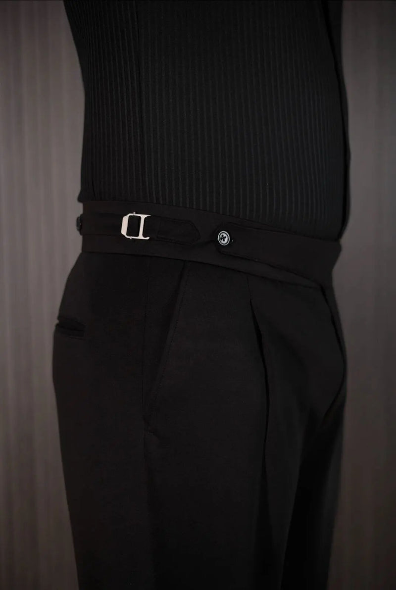 Men’s Black Bootcut Gurkha Pants – Formal Dress Trousers