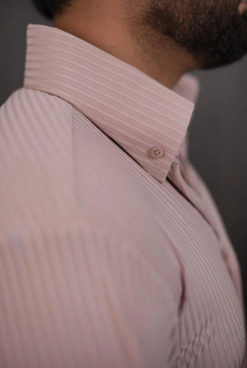 Men’s Peach Pinstripe Shirt – Slim Fit Lightweight Summer Formal