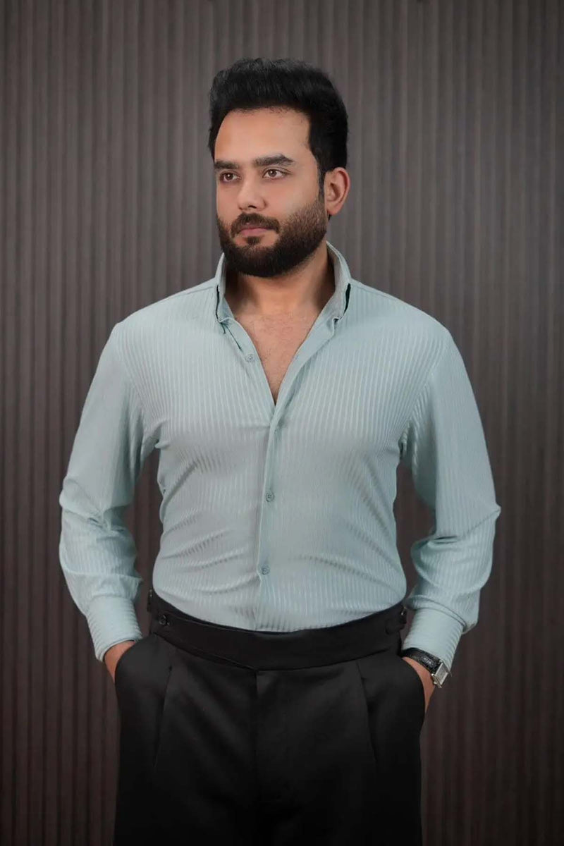 Long Collar Pinstripe Shirt Mint