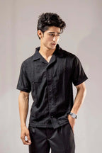 Jacquard Cuban Collar Shirt Black