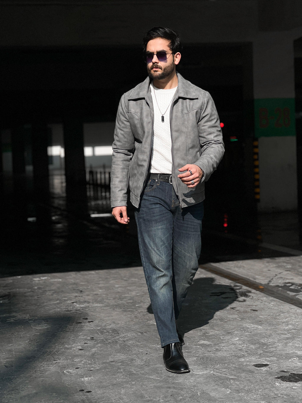 NETFLIX STYLE GREY IMPORTED LEATHER JACKET