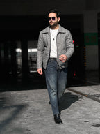 NETFLIX STYLE GREY IMPORTED LEATHER JACKET