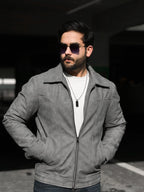 NETFLIX STYLE GREY IMPORTED LEATHER JACKET