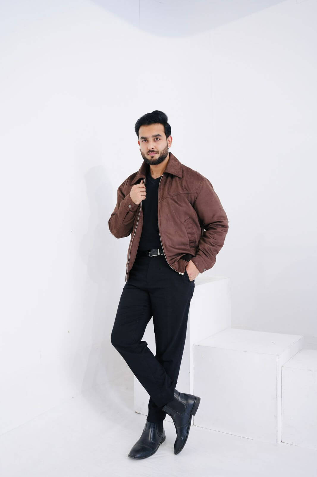 Men’s Premium Chocolate Brown Suede Jacket