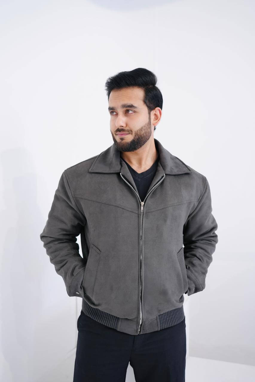 Men’s Premium Grey Suede Jacket