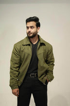 Men’s Premium Olive Green Suede Jacket