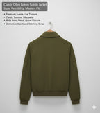 Men’s Premium Olive Green Suede Jacket