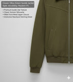 Men’s Premium Olive Green Suede Jacket