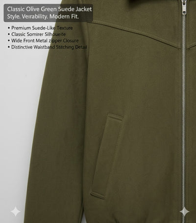 Men’s Premium Olive Green Suede Jacket