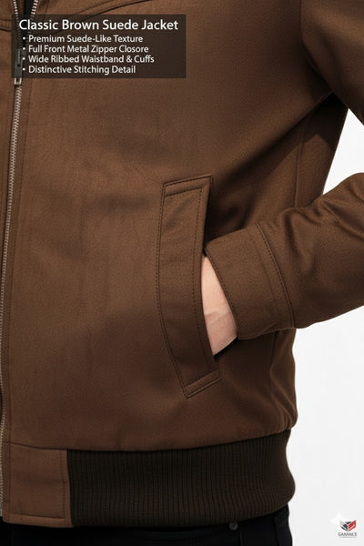Men’s Premium Chocolate Brown Suede Jacket