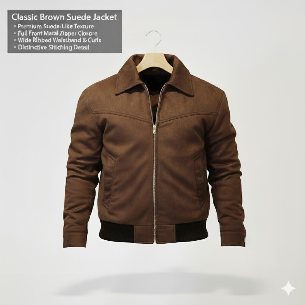 Men’s Premium Chocolate Brown Suede Jacket
