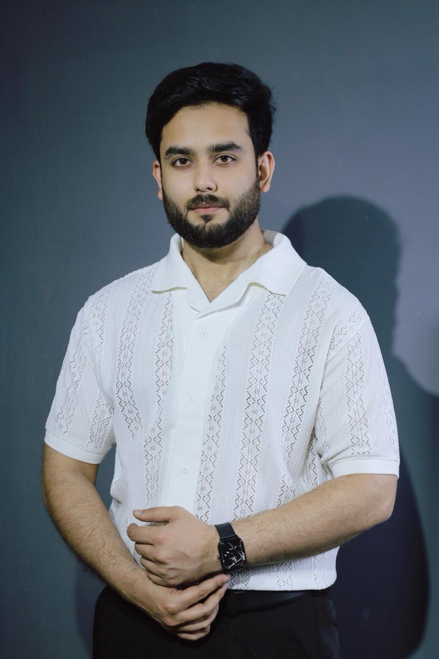 Old Money Textured Cuban Collar Shirt – Lightweight Jacquard Mesh (White)