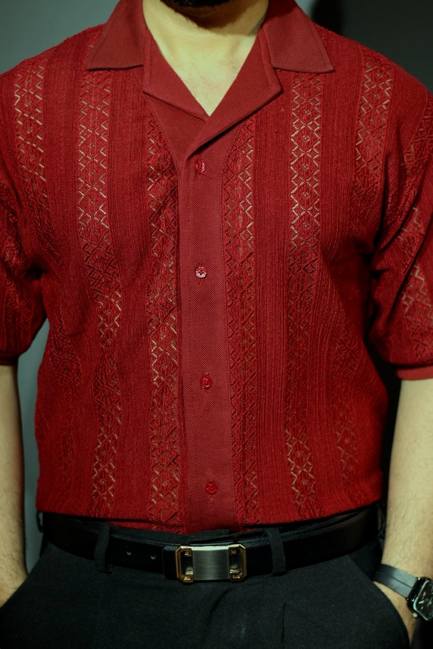 luxury burgundy shirt men