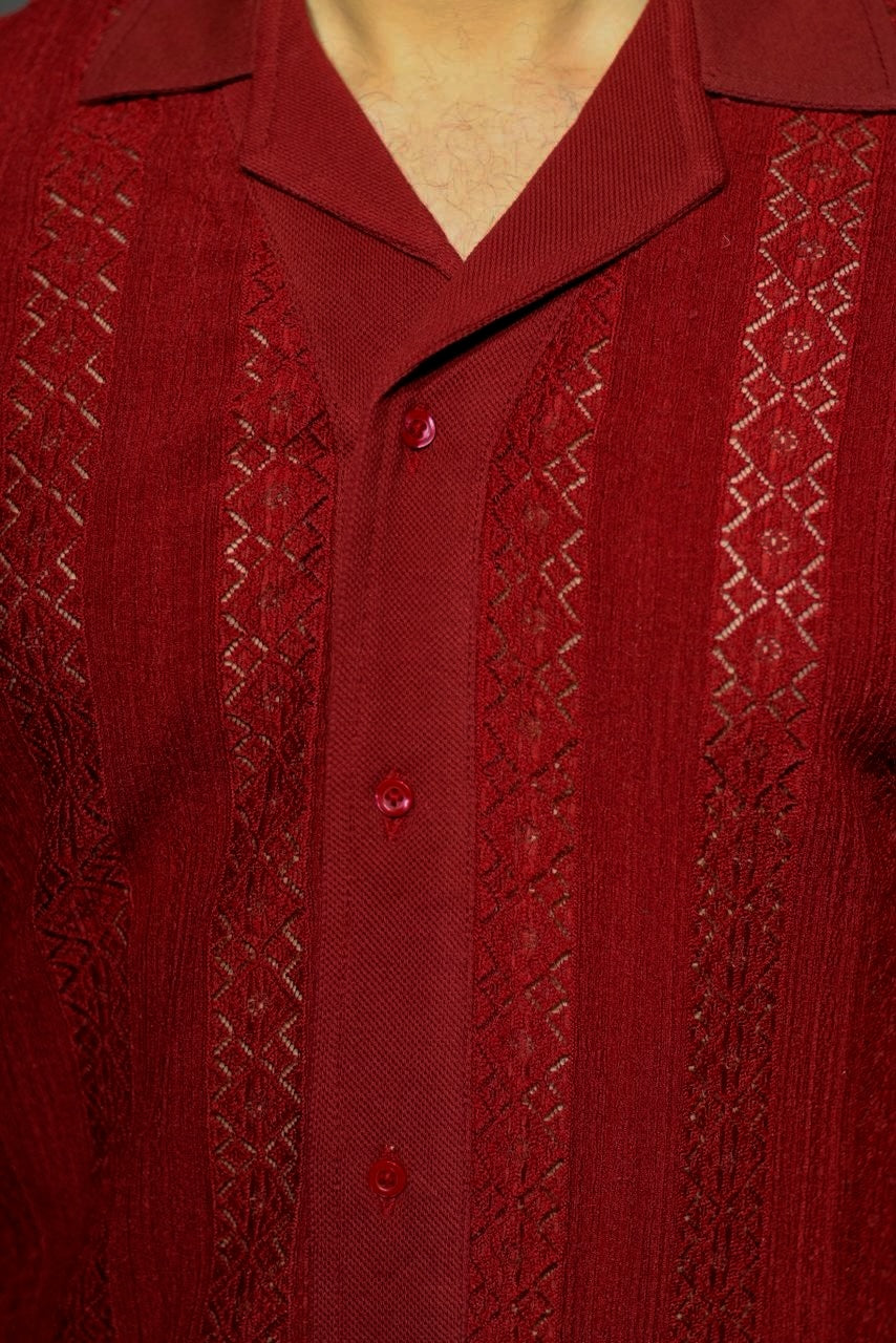 red jacquard mesh shirt pakistan