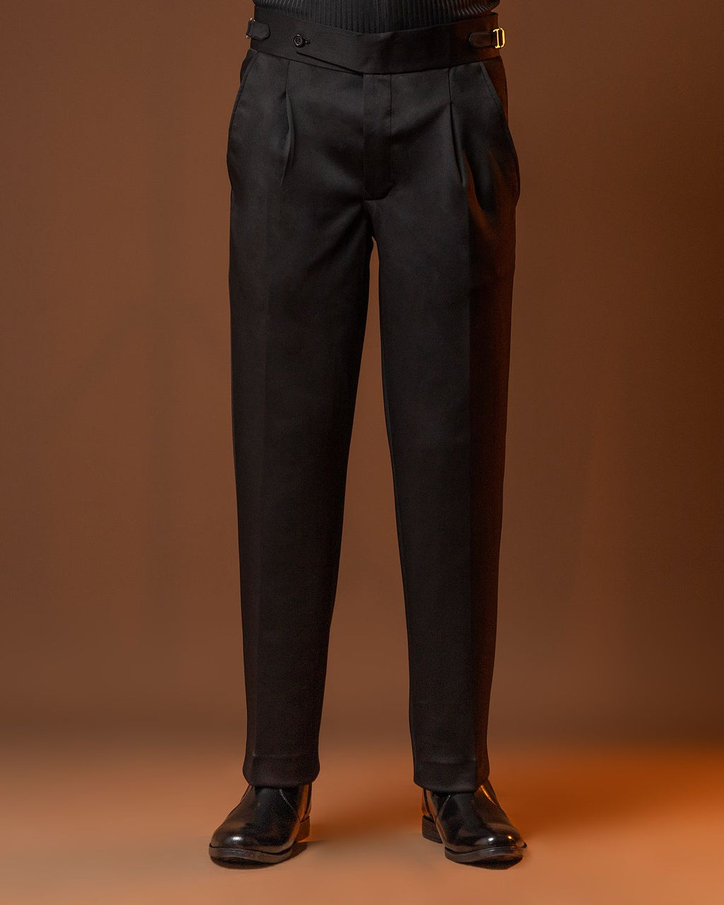 Men’s Black Bootcut Gurkha Pants – Formal Dress Trousers