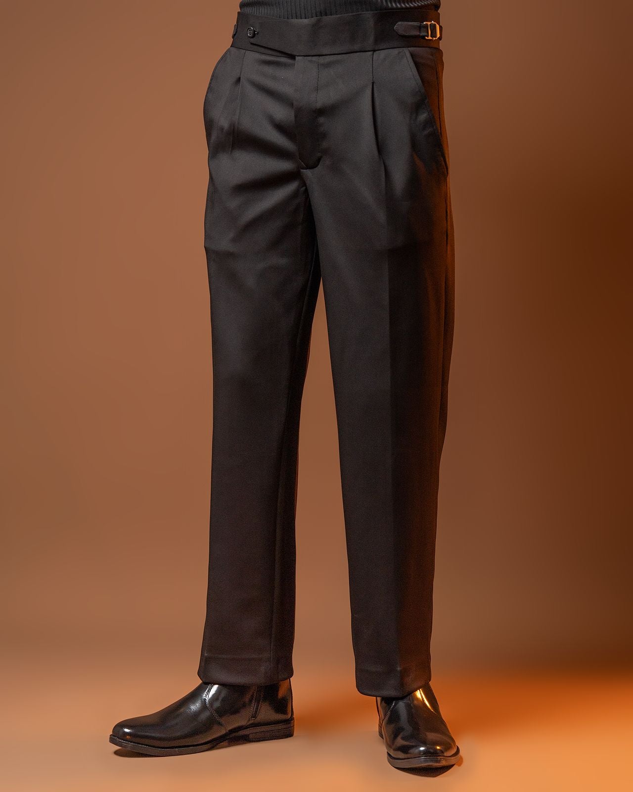 Men’s Black Bootcut Gurkha Pants – Formal Dress Trousers
