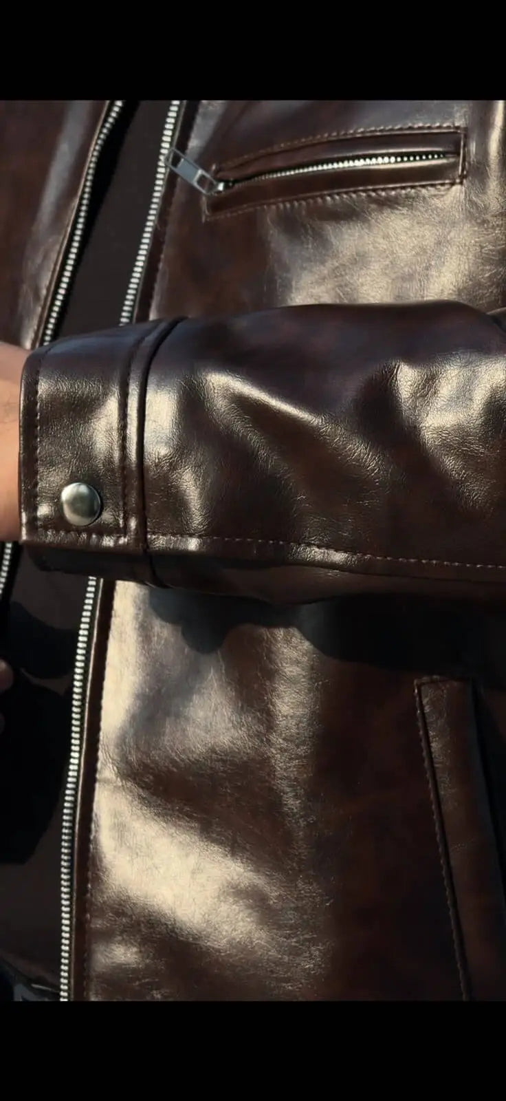 Chocolate Brown Double-Tone Leather Jacket