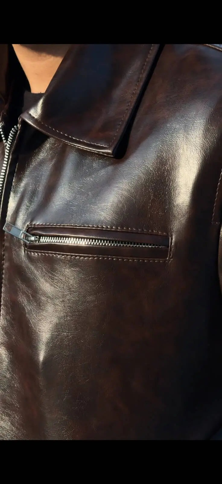 Chocolate Brown Double-Tone Leather Jacket