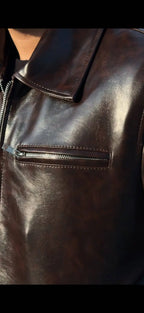 Chocolate Brown Double-Tone Leather Jacket