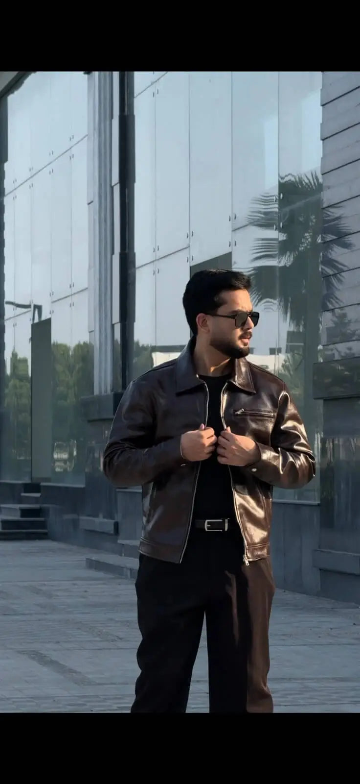 Chocolate Brown Double-Tone Leather Jacket