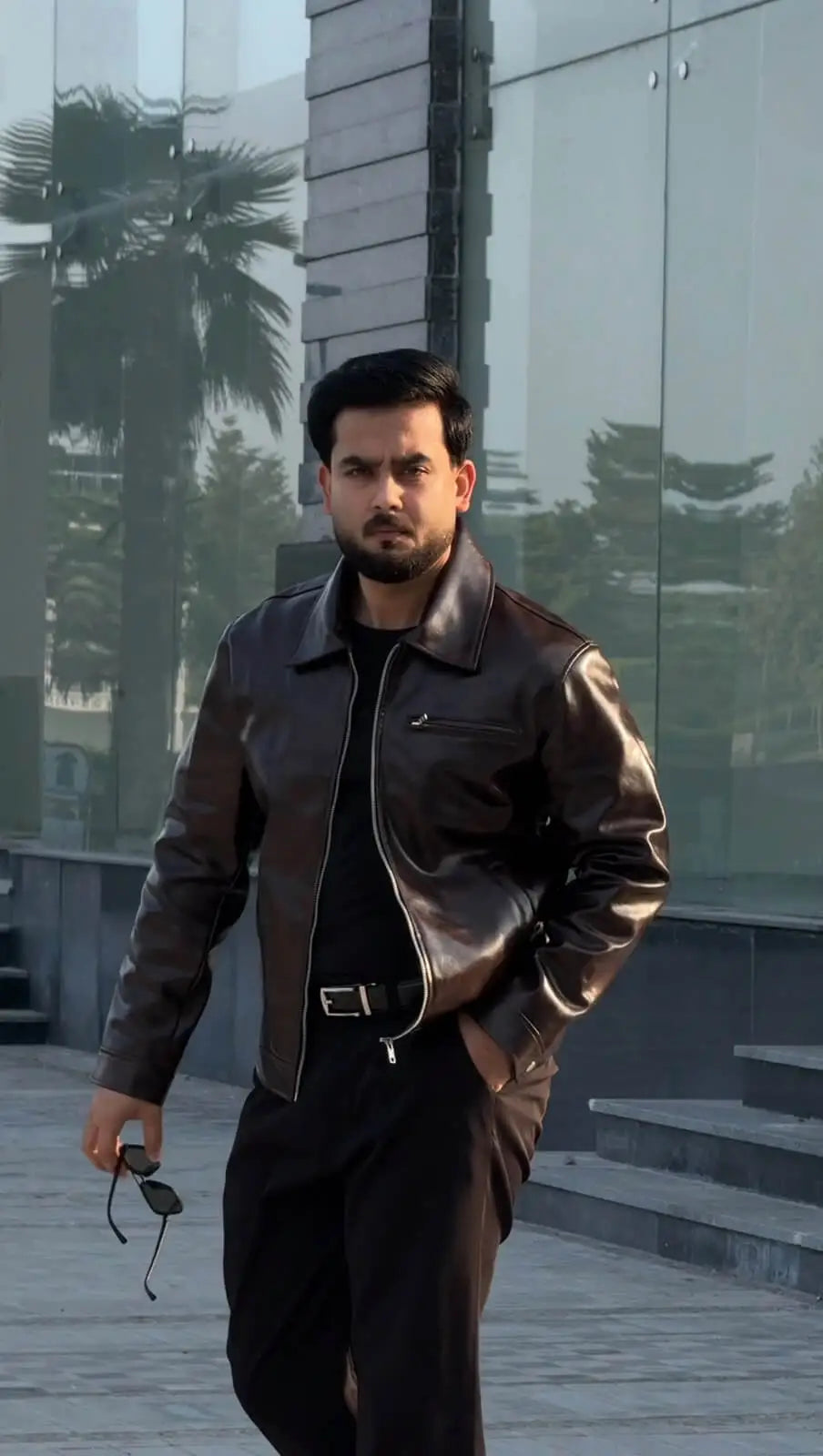 Chocolate Brown Double-Tone Leather Jacket