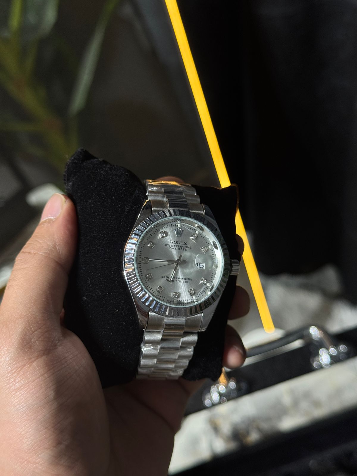 LUXURY ROLEX FULL SILVER WITH DIAMOND MARKERS | PREMIUM EDITION