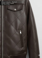 Hollywood Style Coffee Diamond-Cut Leather Jacket