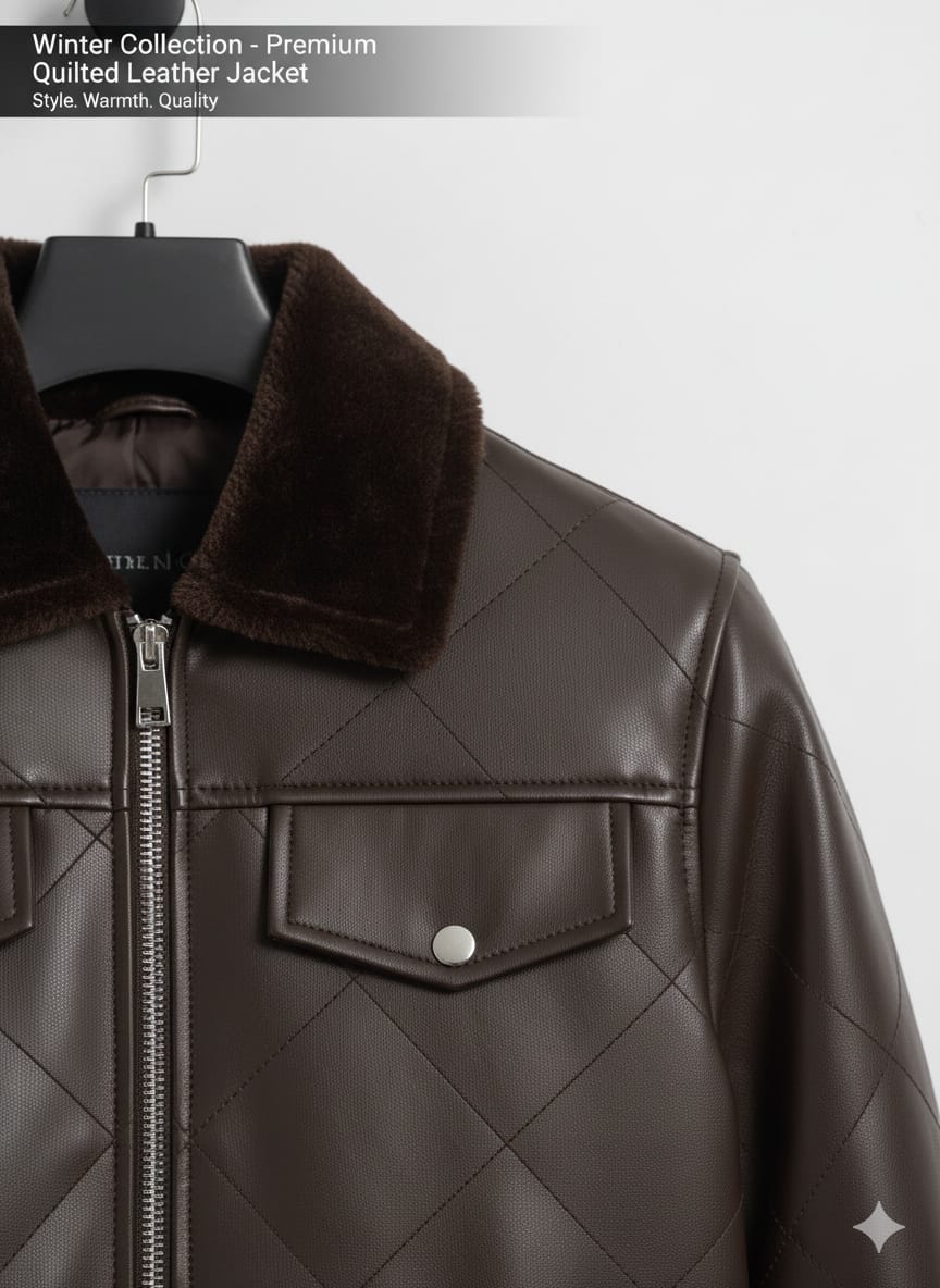 Hollywood Style Coffee Diamond-Cut Leather Jacket