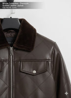 Hollywood Style Coffee Diamond-Cut Leather Jacket