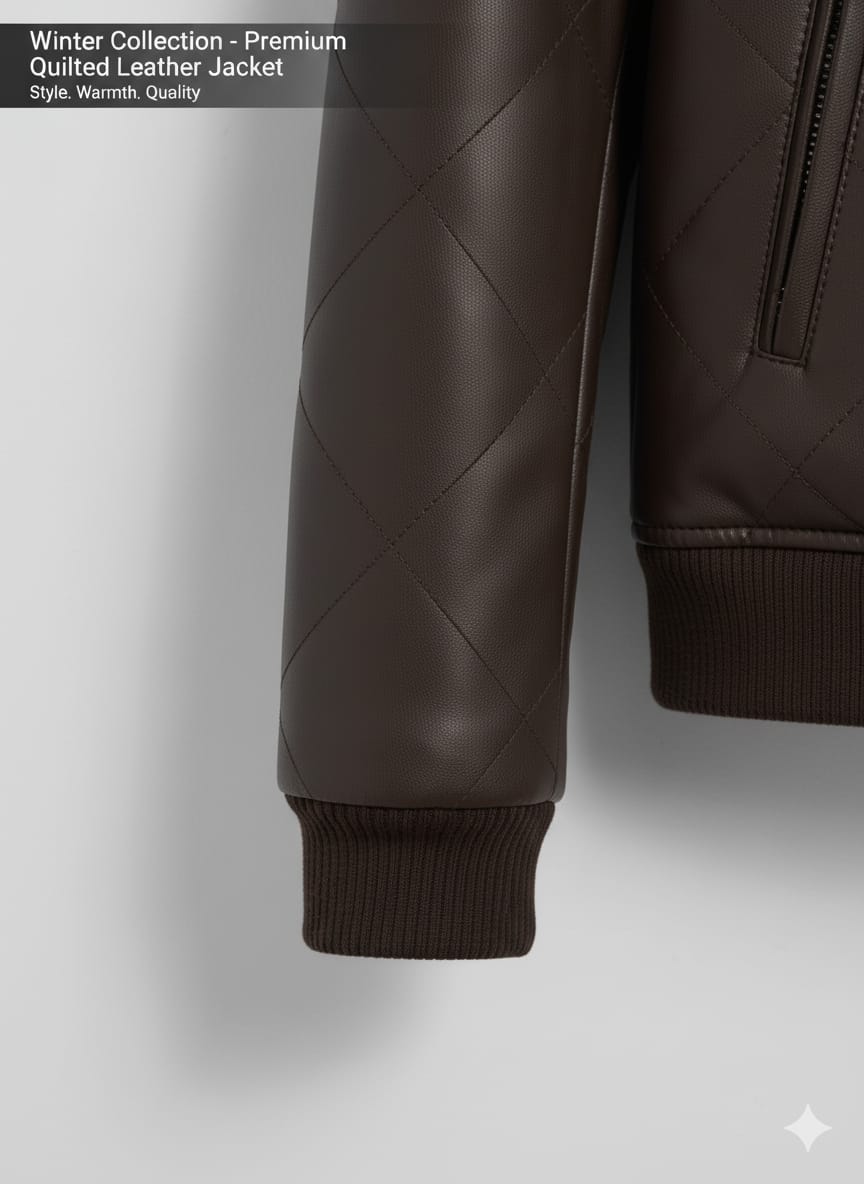 Hollywood Style Coffee Diamond-Cut Leather Jacket