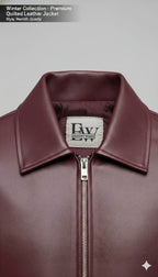 Unisex Burgundy Leather Bomber Jacket