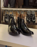 Men’s Chelsea Boots – Classic Formal 100% Genuine Black Leather Ankle Boots with Side Zipper