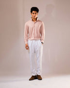 Long Collar Pinstripe Shirt Peach