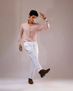 Long Collar Pinstripe Shirt Peach