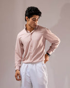 Long Collar Pinstripe Shirt Peach