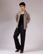 Jacquard Cuban Collar Shirt Grey