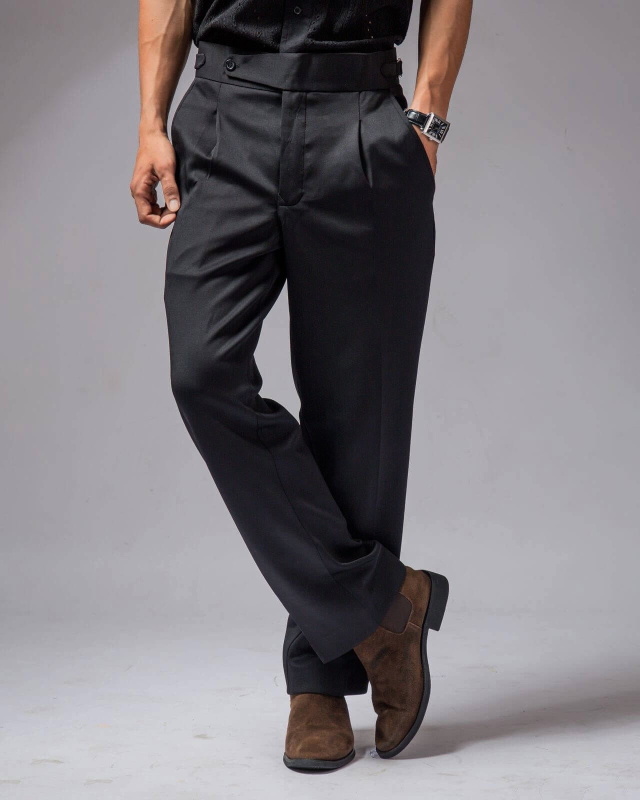 Men's Black Bell Bottom Dress Pants | Bootcut Formal Trousers  ELEGENT  WEARS