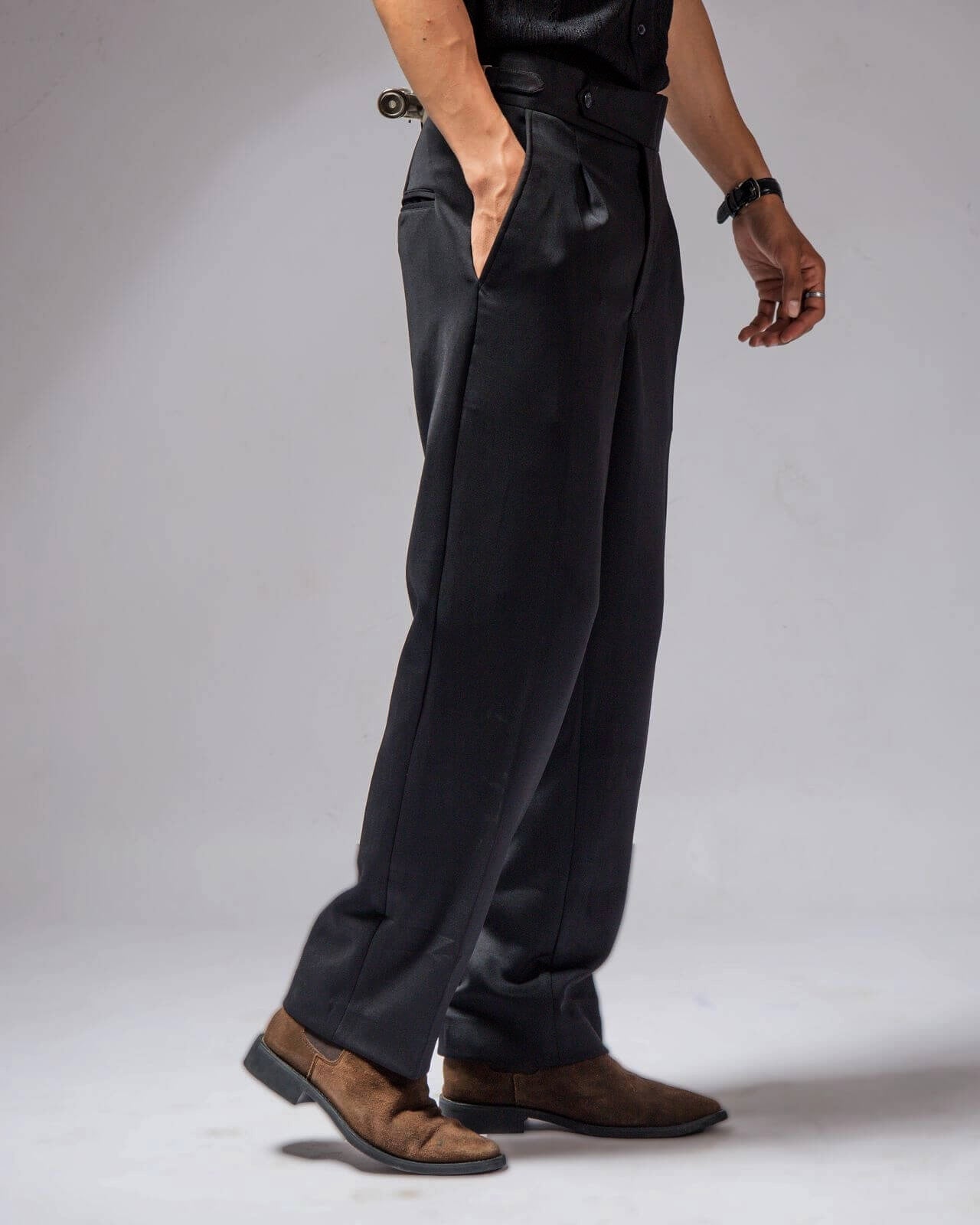 Men's Black Bell Bottom Dress Pants