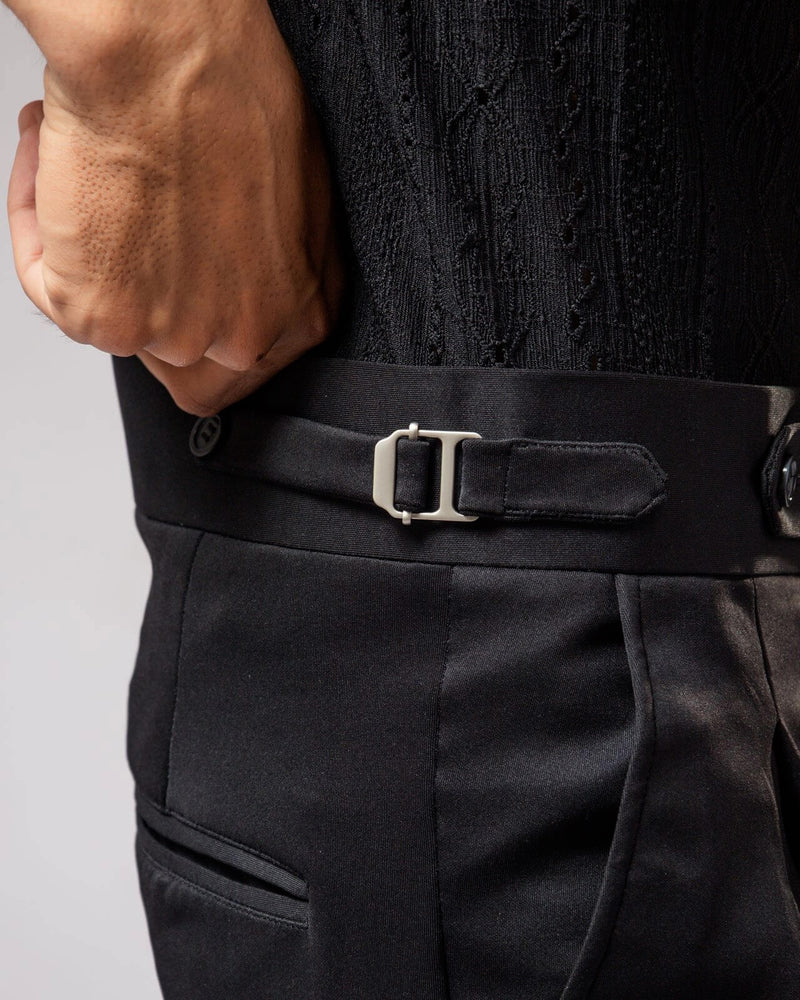 Men’s Black Bootcut Gurkha Pants – Formal Dress Trousers